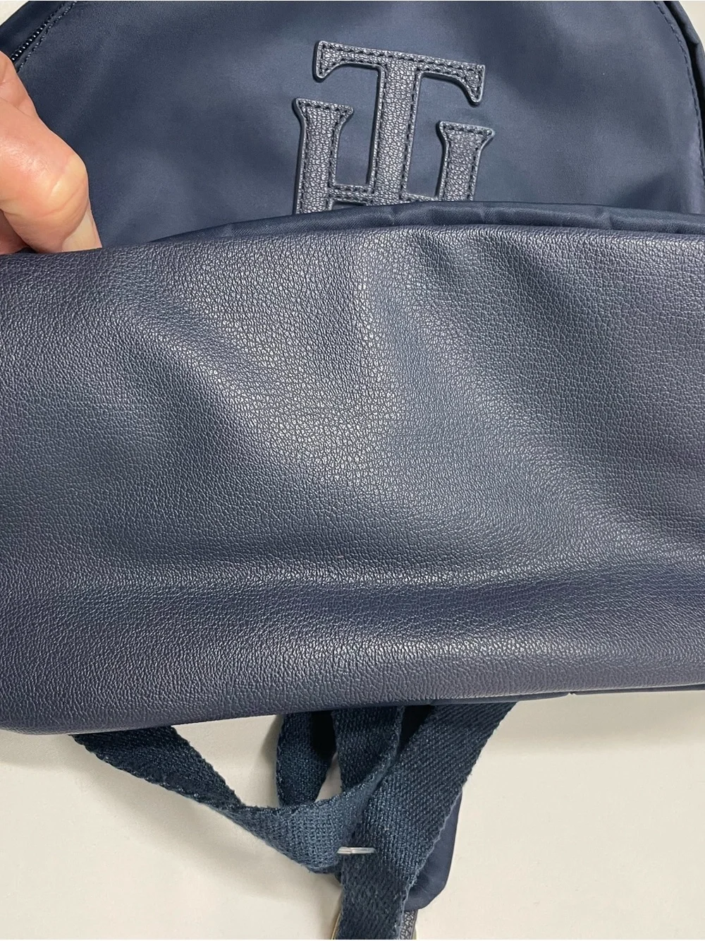 Tommy Hilfiger Navy Mini Backpack TH Logo Nylon Travel Bag